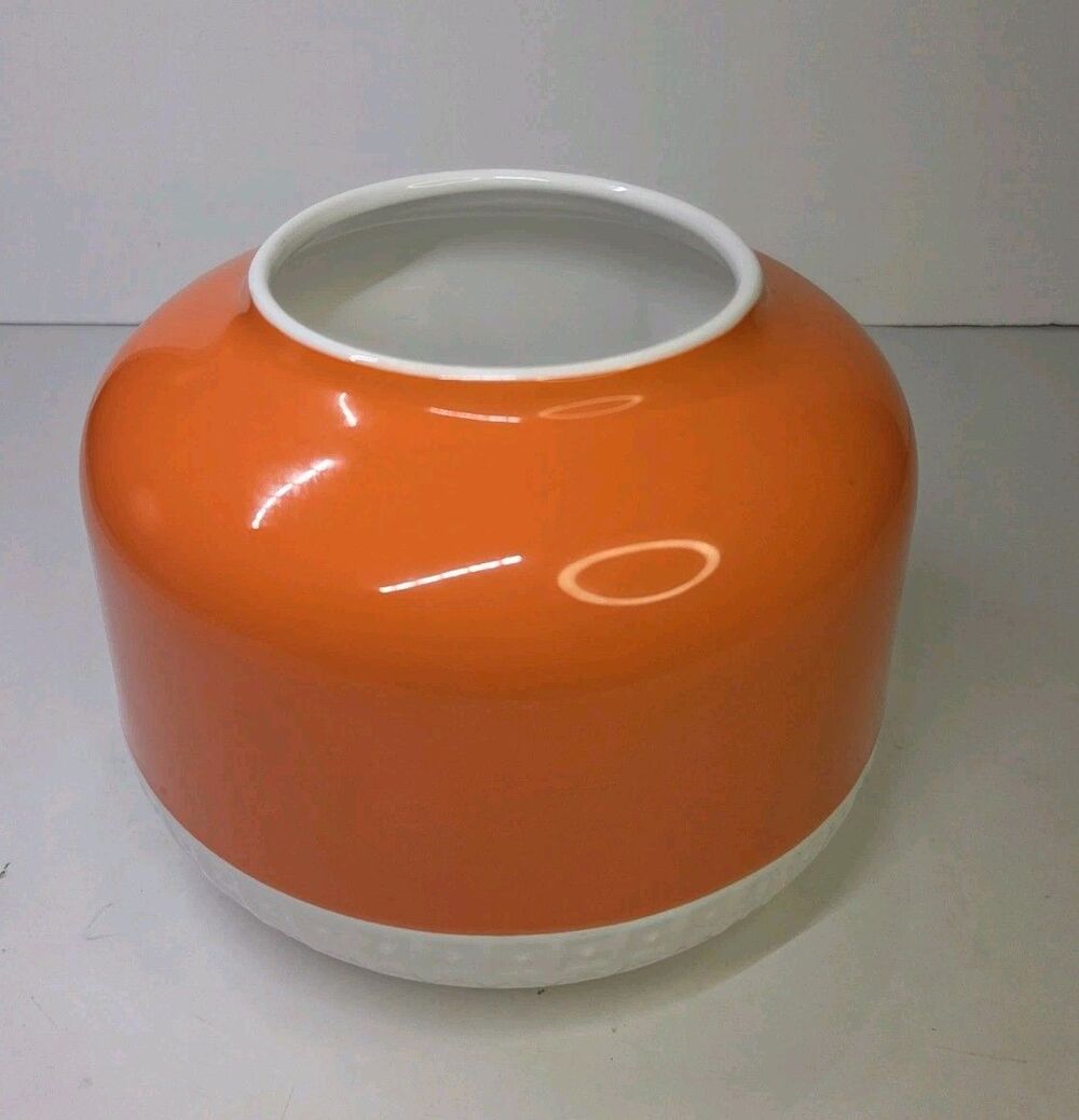 Hemingway Design for Royal Doulton Round Rose Vase Orange & White 6" Retro